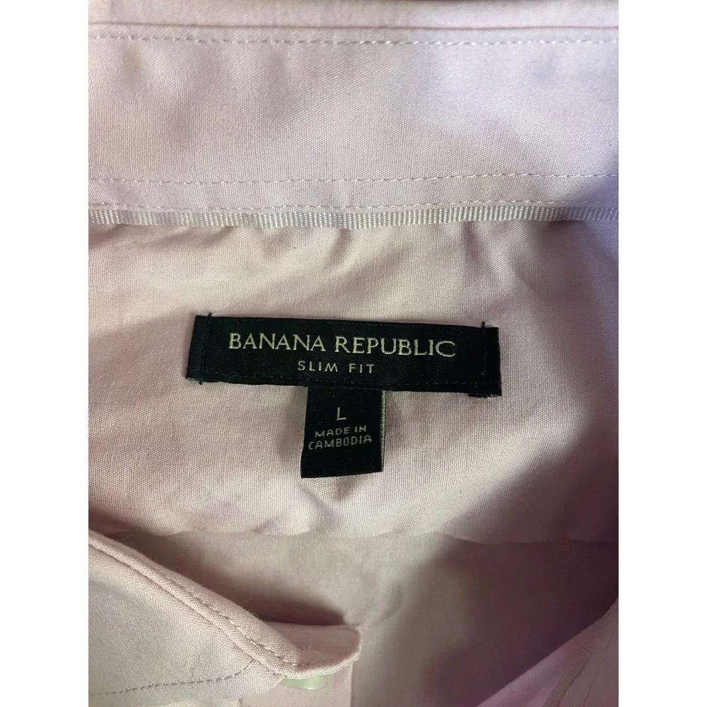 Banana Republic‎ Slim Fit Stretch Poplin Shirt Mens Large Pink Long Sleeve NWT